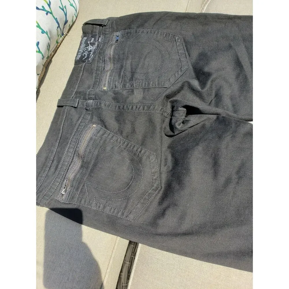TRUE RELIGION MOTO BLACK MENS JEAN SIZE 38 Zipper Accents